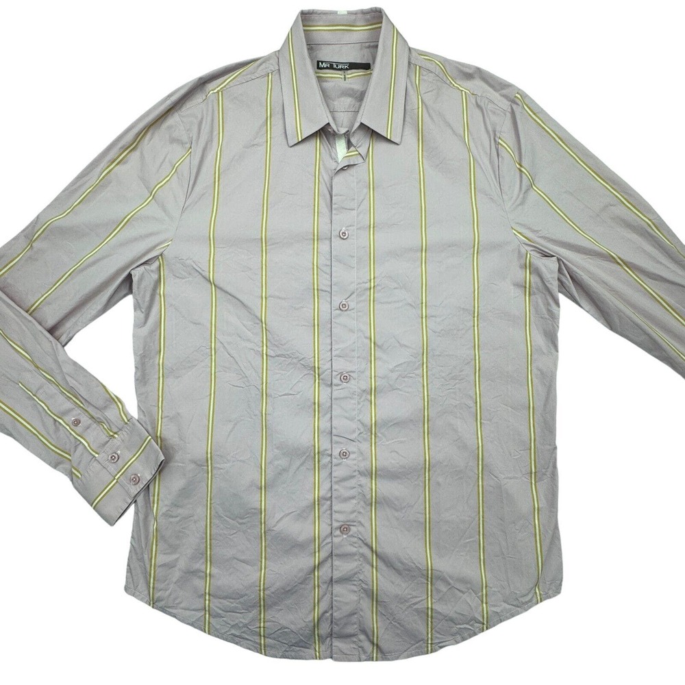 MR TURK Mens Large Striped Shirt Long Sleeve Button Down Cotton